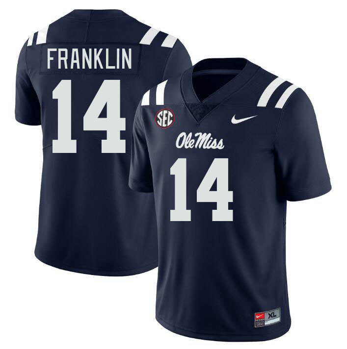 Men #14 Kam Franklin Ole Miss Rebels College Football Jerseys Stitched-Navy